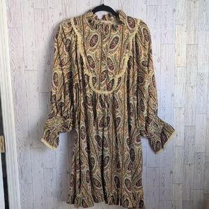 Bohemian Long Sleeve Paisley Dress